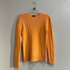 AIGLE Men’s Shirt Aigle Orange Sweater Vertical Striped Zip Cotton Urban Size M